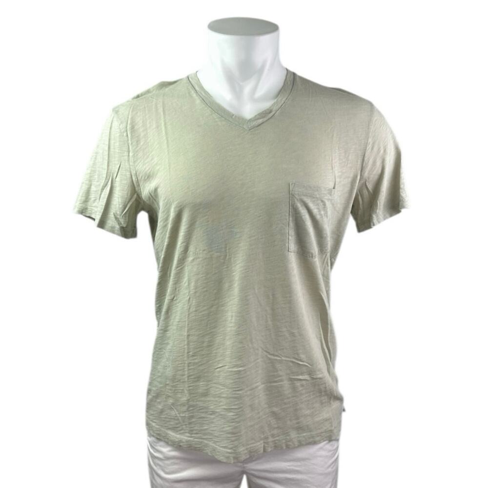 7 For All Mankind Men's Green Short Sleeve V Neck Pocket T Shirt Tee Top Size S